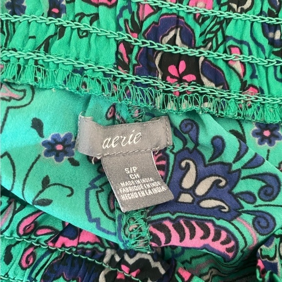 Aerie Lounge Pajama Pants Small Satin Boho Elastic Waist Printed Colorful Hippie - Picture 9 of 9